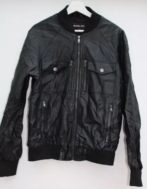 MICHAEL KORS Black Faux Leather Biker Jacket Size Men's Medium M