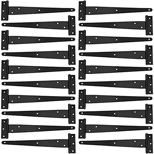 12 PCS T Strap Barn Door Hinges, 10 Inch Heavy Duty T Strap Shed Door Hinges,...
