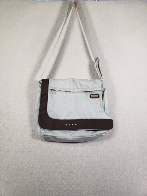 TUMI Messenger Bag Crossbody Canvas Tan Zipper Medium M Shoulder Strap