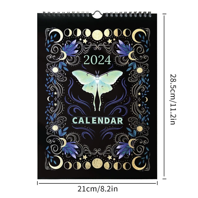 DARK FOREST LUNAR Calendar 2024 Wall Calendar Art Monthly Moon Calendar
