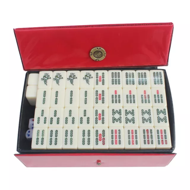Set Mahjong Cinese Vintage Tradizionale 144 Piastrelle Set Gioco Mah-Jong con Custodia