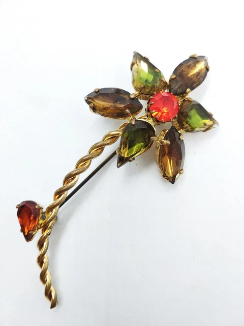 Broche Ancienne Française - Bijou Vintage - Métal Et Pierre - Occasion