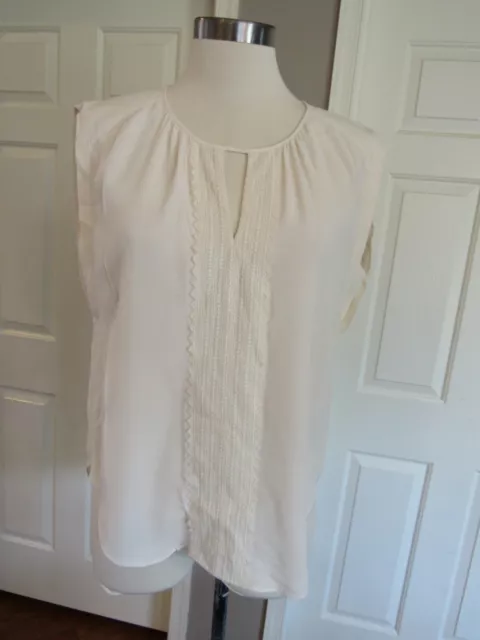 Rebecca Taylor Women's Ivory lace trimmed Sleeveless Blouse Size 4