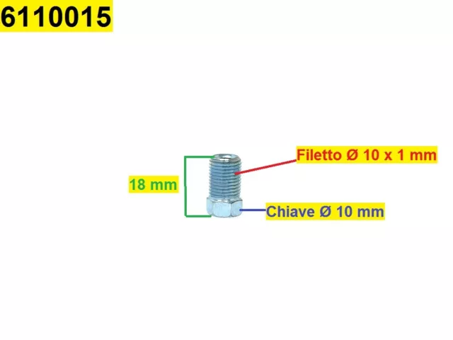 Raccordo Filettato Per Tubo Olio Freni Idraulico In Rame Da 5 Mm Filetto Ø 10X1