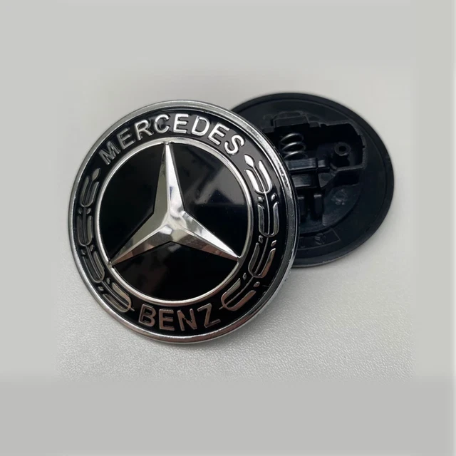 Autocollant Logo Mercedes Plat Noir 57mm - Emblème De Capot Ou Calandre