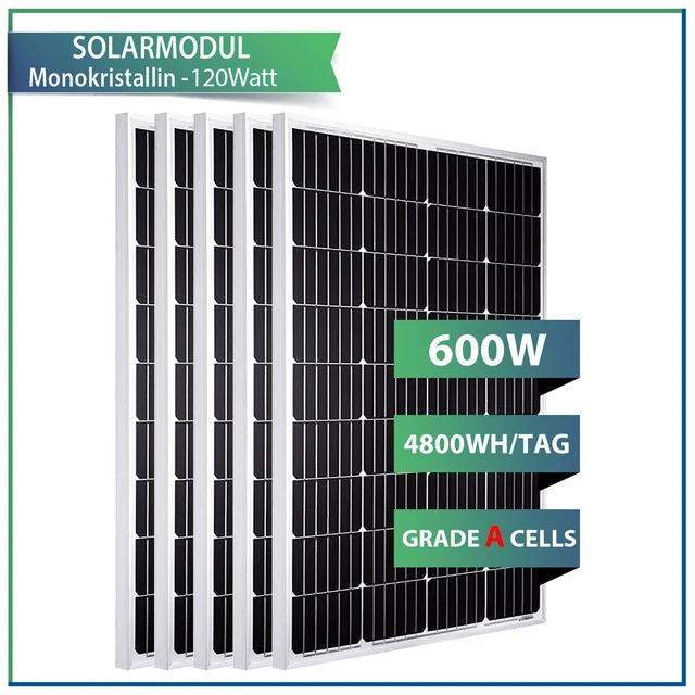 600W MONO SOLAR Panel 12V Off Grid RV Power Caravan Charger Boat Free ...