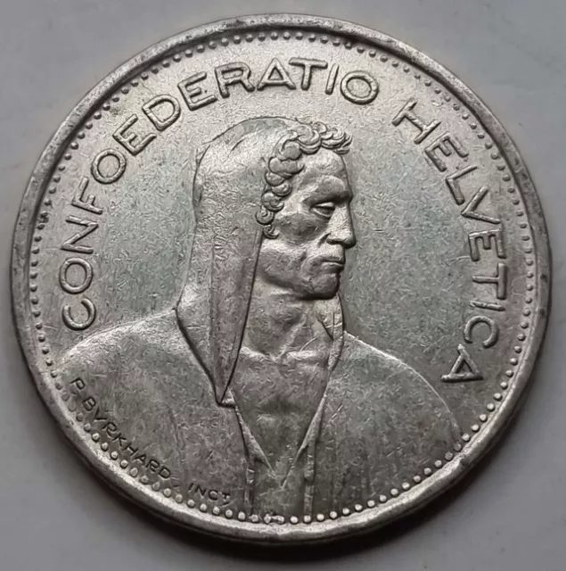 Switzerland 5 Swiss Francs Silver Coin 1954