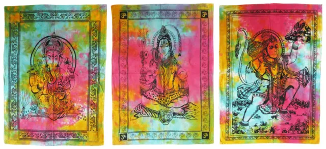 Batiktuch GANESHA SHIVA HANUMAN 105x75 cm Dekotuch Wandbehang Stofftuch Vorhang