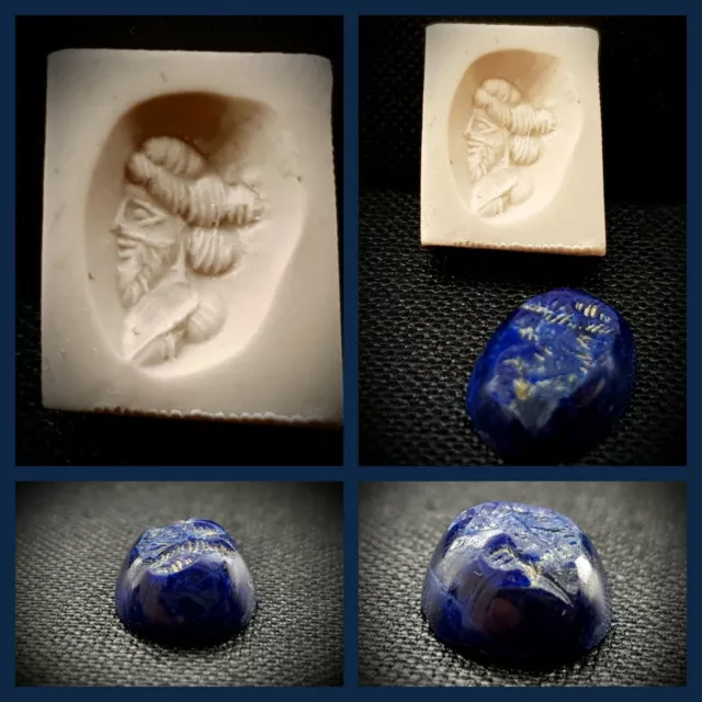 White Hun Empire Ring Intaglio Blue Gemstone Seal - Male Nobel 5Th - 8Th A.d.