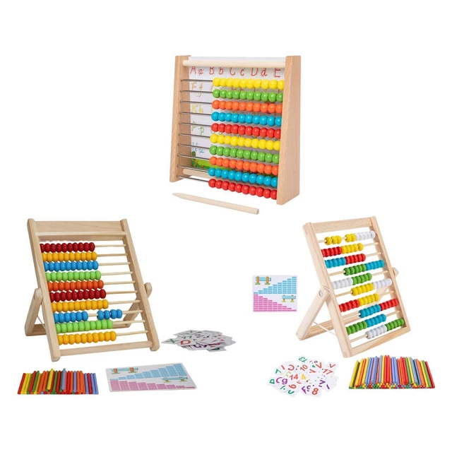 Jouet Mathématique Montessori SCBOY - Bois, Addition/Soustraction, 2-6 Ans, Sac Rangement
