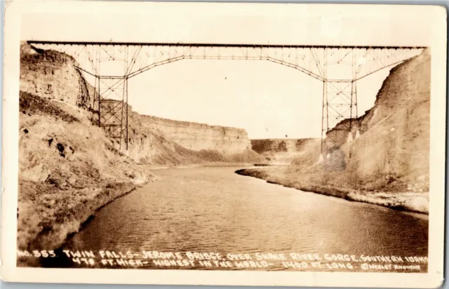 RPPC Twin Falls Jerome Bridge Snake River Gorge ID Vintage Postcard C51