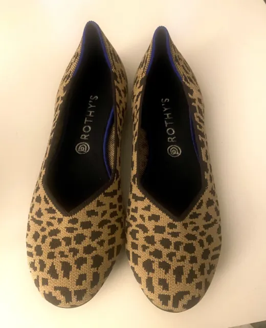 Rothy’s The Flat WOMEN’S Size 12 LEOPARD CHEETAH PRINT Round Toe SHOES EUC