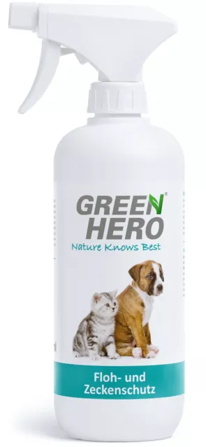 GreenHero Zeckenschutz das Zeckenspray und Flohmittel für Hunde Katzen