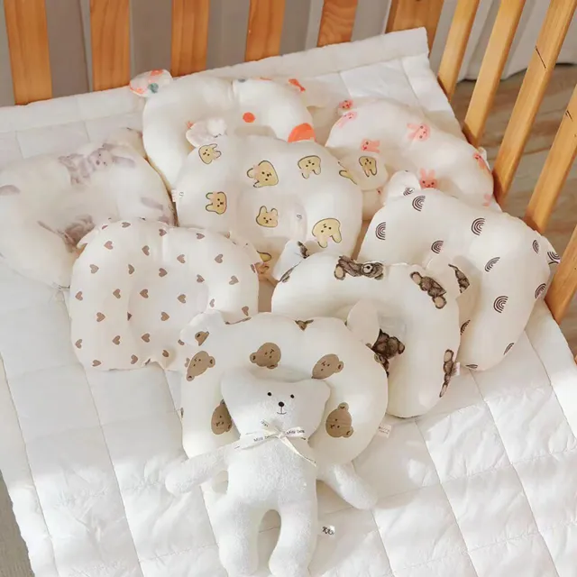 Almohada en forma de U para bebé dibujos animados almohada de cuello transpirable corrección bebé recién nacido
