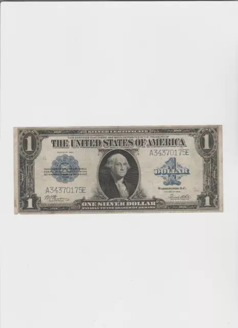 1923 US One 1 Dollar Bill Note Old Currency Paper Money George Washington  Silver Certificate Authenticated, Fr. 237 Tin Can Hoard