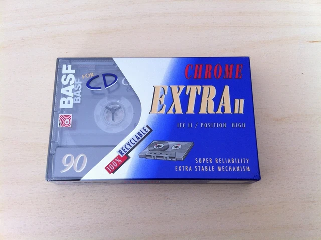 Cassette Audio BASF CHROME EXTRA II 90 - Type II CrO2 - Vintage 1988 - Neuf