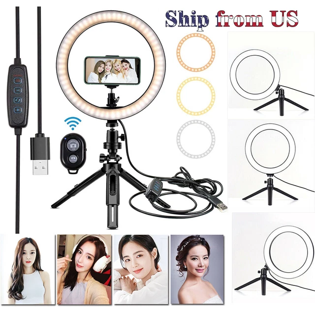 Anillo de luz de relleno de maquillaje de 10" con soporte para trípode soporte para teléfono kit remoto para transmisión