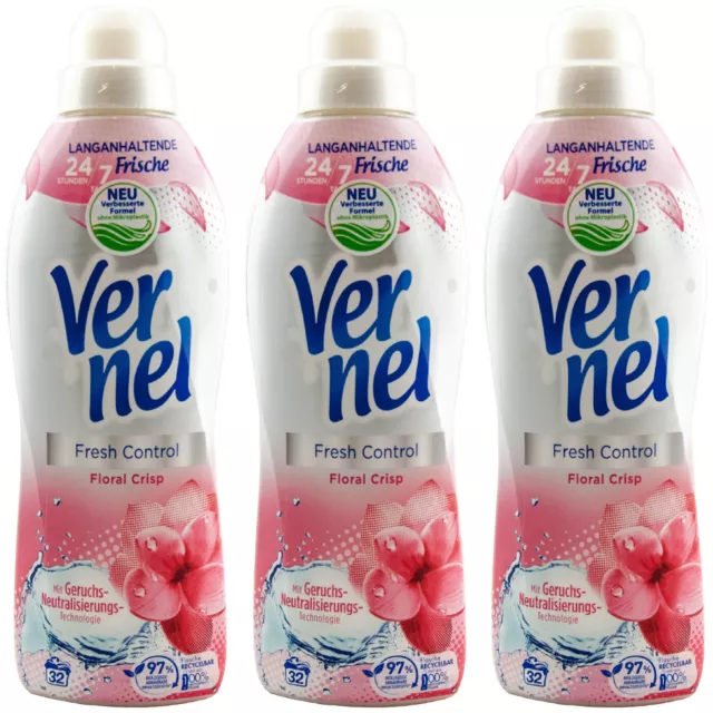 Vernel Fabric Softener Blumenmuster Crisp 3 X 27.1oz 32 Wl To 140 Days Freshener