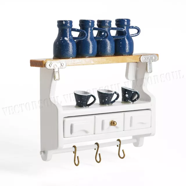 1:6 Miniature Kitchen Shelf Utensil Holder Wall Rack Dollhouse Accessories Decor
