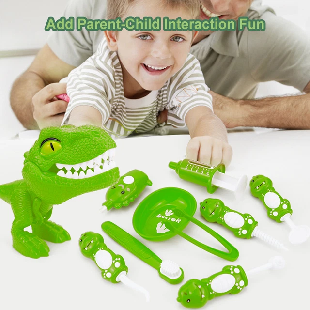 10Pcs Dinosaur Dentist Kit with Pretend Play Set of Teeth & Dental Kids Toys