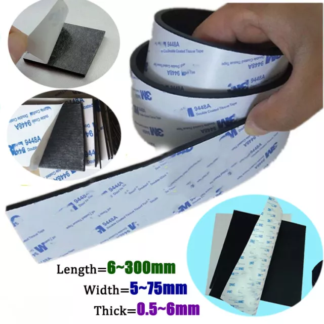 Dämpfungsband Pad Sticky Rubber Gasket 5~300mm Anti-slip 0.5mm~6mm Thick Schwar