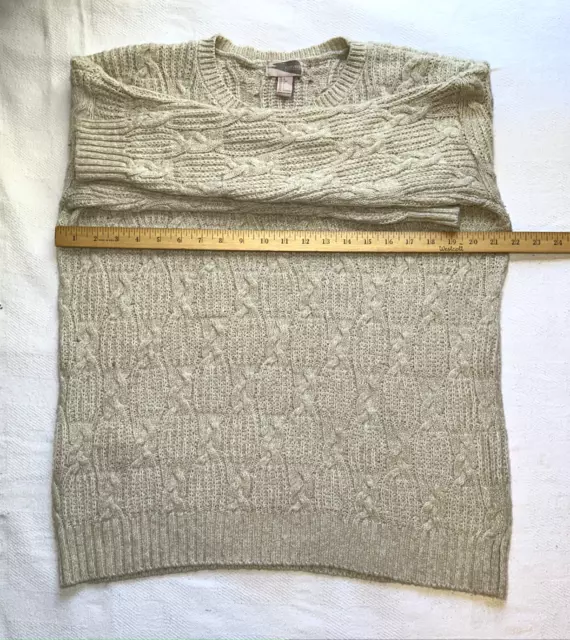 FOREVER 21 Contemporary Light Beige Cable Knit Long Sleeve Sweater Size Large 3