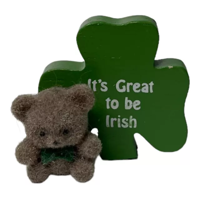 St. Patrick's Day It's Great to be Irish Vintage 2 Inch Figurine with Bear 1986