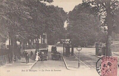 CPA 75 paris 16e Bois de Boulogne la porte de suresnes cars - 1905 animated