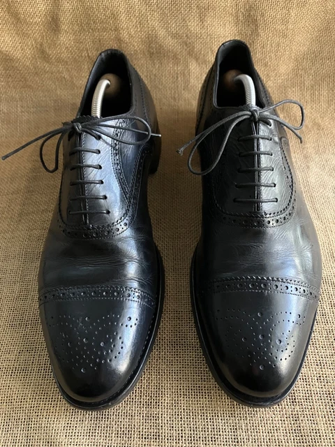 ANGELO GALASSO BLACK Leather Cap Toe Kiltie Loafers US Size  display picture 3