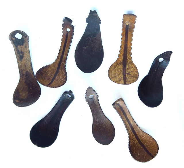 8 Coconut Shell Spoon Timor Tribal Artifact - Indonesia