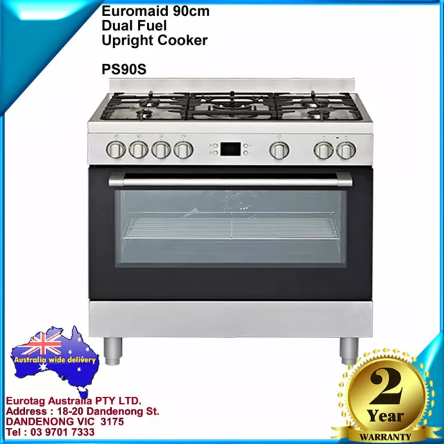 Euromaid 90cm Dual Fuel Upright Cooker PS90S  BRAND NEW 2 YEARS WARRANTY