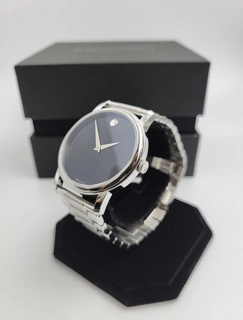 Orologio classico Movado Museum Orologio svizzero quadrante nero al quarzo - 2100014 ($895 prezzo al dettaglio) 8