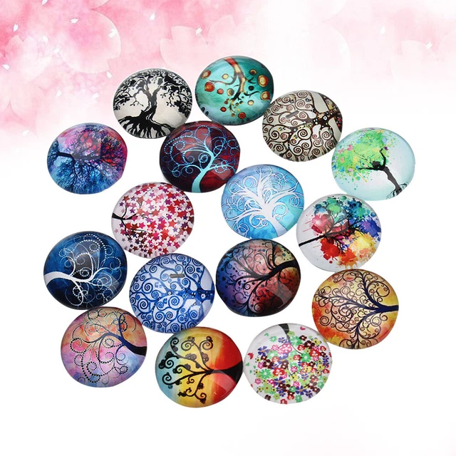 12 Pcs Flat Back Cabochons Accessories Round Glass Jewelry Making Findings