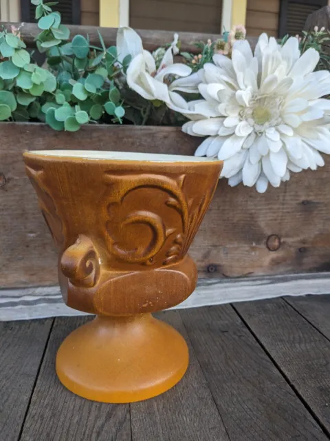 Vintage Haeger Tan (Woodtone Matte Glaze) Pedestal Planter Vase