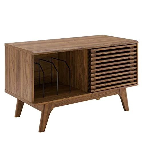 Modway Render Mid-Century Modern 37" Vinyl Record Display Stand in Walnut, 37...