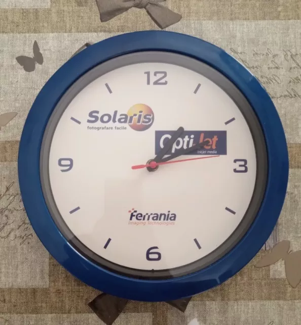 Orologio Da Parete Pubblicitario Ferrania, Solaris, Optjet Funzionante Italia
