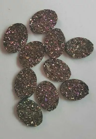 CraftBuddyUS 10 25 x18mm Stunning AB BLACK Oval Resin MoonRock Crystal