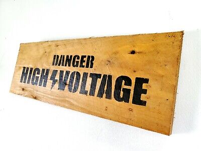 Old West Distressed Primitive Country Wood Sign - Danger High Voltage 5" x 16"