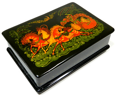 USSR Russian Palekh Lacquer Hand Painted Box