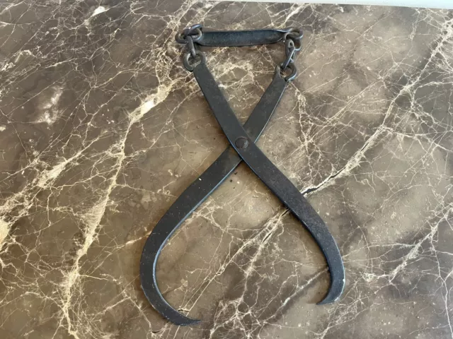 ~ Vintage Block Ice Clamps Grips Tool Tongs Old Rare Wishbone ~