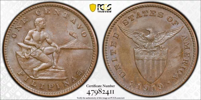 1919-S 1c Centavo PCGS MS63BN U.S. Philippines 90084.63/47982411 5/38 Higher