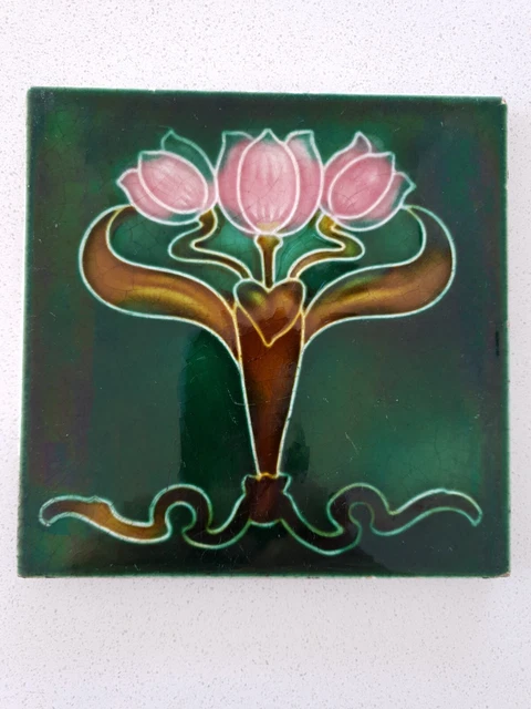 English Art Nouveau Tile Floral Design 2