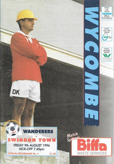 1996/97 WANDERERS V Swindon Town 09081996 PreSeason Friendly