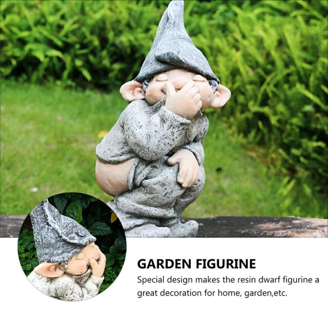 Statua Gnomo Da Giardino In Resina - Nano Divertente Con Bicchiere - Decorazione Esterna Impermeabile - Colore Verde - Foto 11