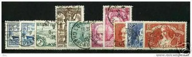 France Stamp Annee Complete 1935 : Yvert N° 299/308 , 10 Timbres Obliteres Tb