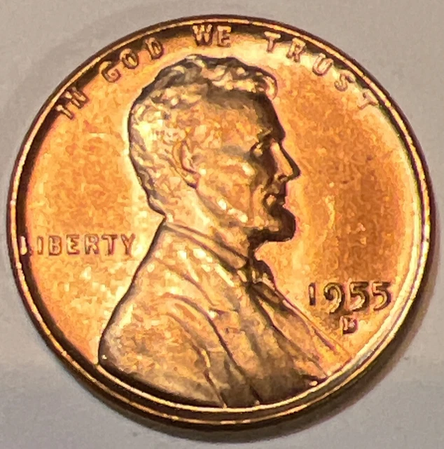 BU 1955-D LINCOLN WHEAT PENNY Denver Mint Uncirculated Cent USA ACTUAL PHOTOS A2