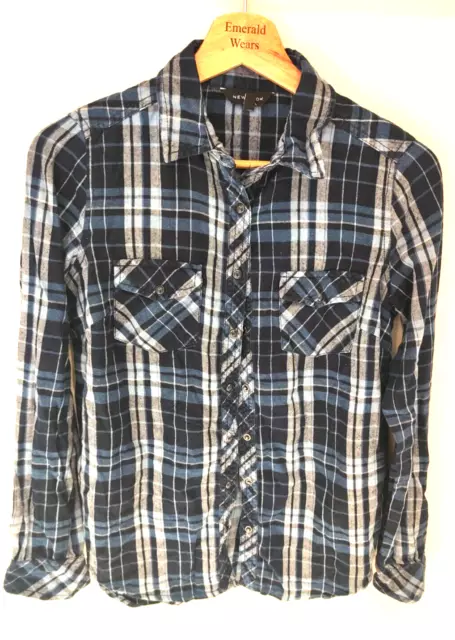 NEW LOOK BLUE CHECK SHIRT - Size 8