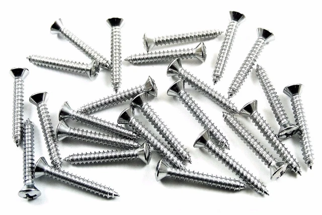 AMC Chrome Trim Screws- #6 x 1" Phillips Oval Head- 25 screws- #270