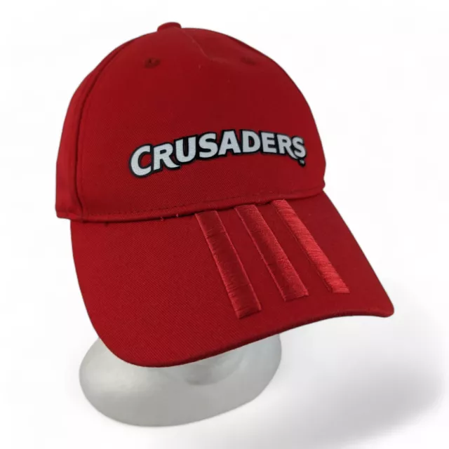 GENUINE Red Canterbury Crusaders Rugby Union Adidas 3 stripes Cap Hat