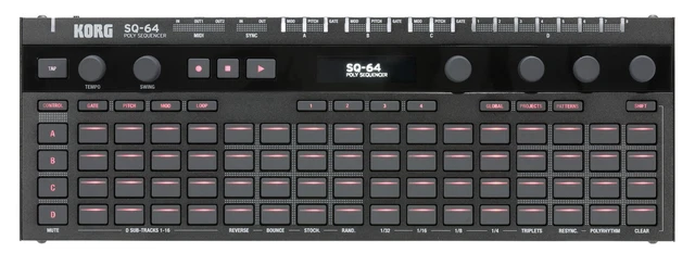 Kompakter, polyphoner Korg SQ-64 Step-Sequencer mit 4 Spuren & Software-Bundle